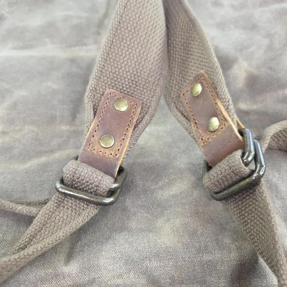 Solstice Oil Waxed Canvas Backpack Rucksack Brown Travel Outdoor Backpacks Bag - Picture 14 of 14